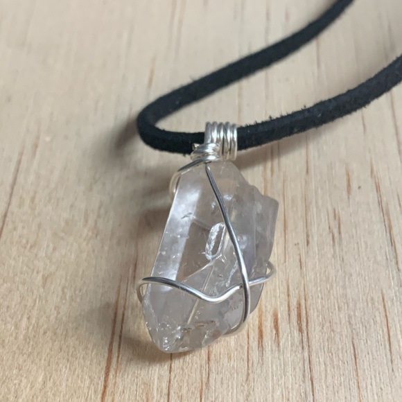 [SOLD] Wire Wrapped Crystal Quartz Pendant Necklace - Picture 1 of 6